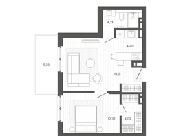 Продается 2-комнатная квартира ЖК Меланж, 49.38  м², 8741000 рублей