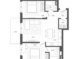 Продается 3-комнатная квартира ЖК Меланж, 69.46 м², 11793000 рублей