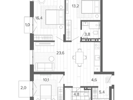 Продается 4-комнатная квартира ЖК Вышка, корпус 1, 85.39 м², 13976000 рублей
