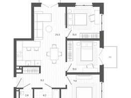 Продается 4-комнатная квартира ЖК Вышка, корпус 3, 78.29  м&sup2;, 14005000 рублей