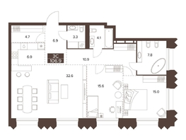 Продается 3-комнатная квартира ЖК Сахаров Парк, 106.9  м&sup2;, 39204078 рублей