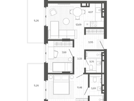 Продается 3-комнатная квартира ЖК Меланж, 60.79  м&sup2;, 9717000 рублей