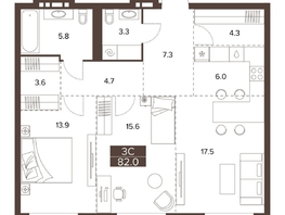 Продается 3-комнатная квартира ЖК Сахаров Парк, 82  м&sup2;, 27754335 рублей
