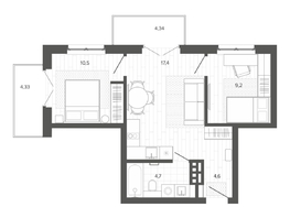 Продается 3-комнатная квартира ЖК Вышка, корпус 3, 54.64  м&sup2;, 10039280 рублей
