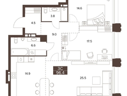 Продается 3-комнатная квартира ЖК Сахаров Парк, 96.4  м&sup2;, 35933582 рублей