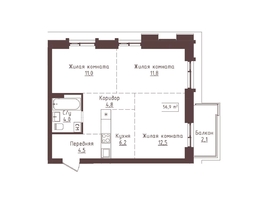 Продается 3-комнатная квартира ЖК Империал, 56.9  м&sup2;, 10811000 рублей