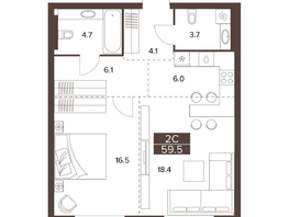 Продается 2-комнатная квартира ЖК Сахаров Парк, 59.5  м&sup2;, 21675076 рублей