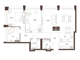 Продается 3-комнатная квартира ЖК Сахаров Парк, 108.4  м&sup2;, 47183625 рублей