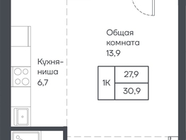 Продается 1-комнатная квартира ЖК Подсолнухи, 30.9  м&sup2;, 4573200 рублей