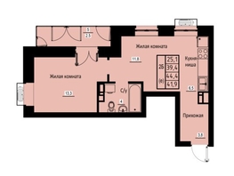 Продается 2-комнатная квартира ЖК Зеленые кварталы, 3 оч, корпус 2, 41.9 м², 6536400 рублей
