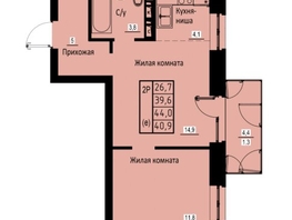 Продается 2-комнатная квартира ЖК Зеленые кварталы, 3 оч, корпус 2, 40.9 м², 6380400 рублей