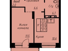 Продается 1-комнатная квартира ЖК Зеленые кварталы, 3 оч, корпус 3, 33.9 м², 5288400 рублей