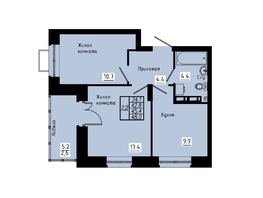 Продается 2-комнатная квартира ЖК Зеленые кварталы, 3 оч, корпус 4, 45.4  м², 6492200 рублей