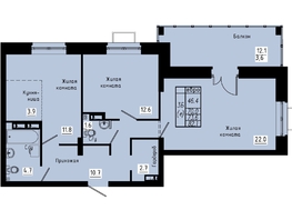 Продается 3-комнатная квартира ЖК Зеленые кварталы, 3 оч, корпус 4, 73.6  м², 9641600 рублей