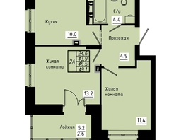 Продается 2-комнатная квартира ЖК Зеленые кварталы, 3 оч, корпус 4, 46.5  м², 6649500 рублей