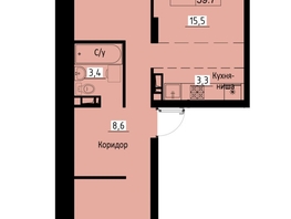 Продается 3-комнатная квартира ЖК Зеленые кварталы, 3 оч, корпус 4, 56.6 м², 8659800 рублей
