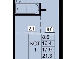 Продается 1-комнатная квартира ЖК Зеленые кварталы, 4 очередь, 17.9 м², 3580000 рублей