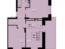 Продается 3-комнатная квартира ЖК Зеленые кварталы, 4 очередь, 65.2  м&sup2;, 9519200 рублей