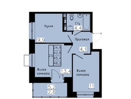 Продается 2-комнатная квартира ЖК Зеленые кварталы, 4 очередь, 45.4 м², 6583000 рублей