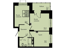 Продается 2-комнатная квартира ЖК Зеленые кварталы, 4 очередь, 46.6  м&sup2;, 6850200 рублей