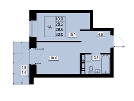 Продается 1-комнатная квартира ЖК Зеленые кварталы, 4 очередь, 29.6  м&sup2;, 4588000 рублей