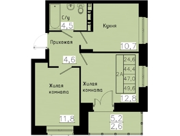 Продается 2-комнатная квартира ЖК Зеленые кварталы, 4 очередь, 47  м&sup2;, 7285000 рублей