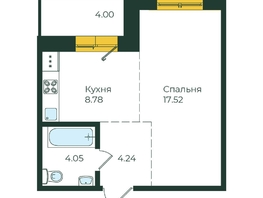 1-комнатная квартира, 38.59 м², 14-18/19 этаж