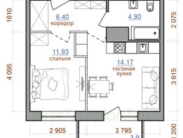 Продается 1-комнатная квартира ЖК Мега, дом 7, 41.5  м², 4357500 рублей