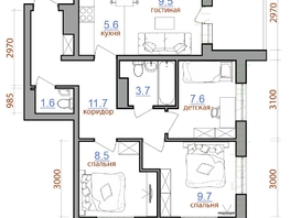 Продается 4-комнатная квартира ЖК Первый Ленинский квартал, дом 1, 63  м², 6720350 рублей