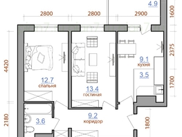 Продается 2-комнатная квартира ЖК Первый Ленинский квартал, дом 2, 56.6  м², 6390000 рублей