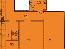 Продается 2-комнатная квартира ЖК Лето, дом 2, 61.6  м², 6837600 рублей