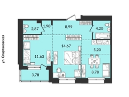 Продается 3-комнатная квартира ЖК Источник, дом 2, 57.77  м², 9742702 рублей