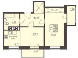 Продается 2-комнатная квартира ЖК Очаг, блок-секция 7, 58.3  м², 9750000 рублей