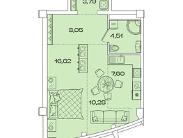 Продается 1-комнатная квартира ЖК Звезды, дом 2, 50.85  м², 14695650 рублей