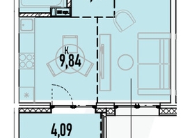 Продается 1-комнатная квартира ЖК Аквамарин, дом 1, 38.28  м², 8421600 рублей