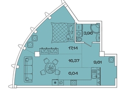 Продается 1-комнатная квартира ЖК Звезды, дом 3, 53.12  м², 14507072 рублей
