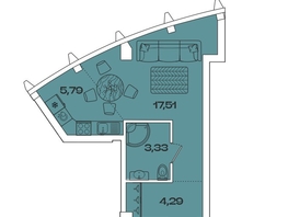 Продается 1-комнатная квартира ЖК Звезды, дом 3, 30.92  м², 12163928 рублей