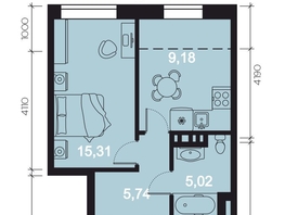 Продается 1-комнатная квартира ЖК RIVERANG (РиверАнг), 38.48 м², 8268817 рублей