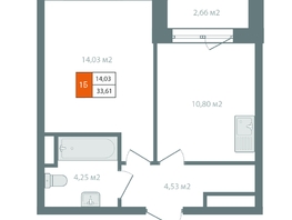 Продается 1-комнатная квартира ЖК Автор, дом 1, 34.94 м², 7612300 рублей