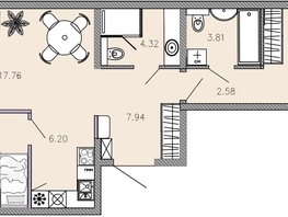 Продается 2-комнатная квартира ЖК Автограф, 74.29  м&sup2;, 12587744 рублей
