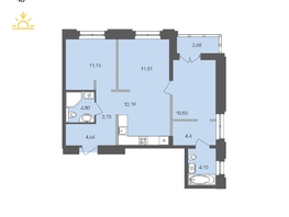 Продается 2-комнатная квартира ЖК Автограф, 69.08  м², 11907684 рублей