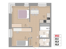 Продается 2-комнатная квартира ЖК Квартал Стрижи, 3 очередь, дом 2, 46.9  м&sup2;, 11220000 рублей