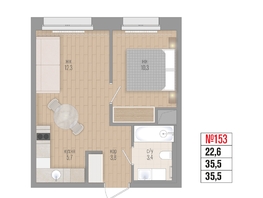Продается 2-комнатная квартира ЖК Квартал Стрижи, 3 очередь, дом 1, 35.5  м&sup2;, 9380000 рублей