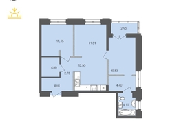 Продается 2-комнатная квартира ЖК Автограф, 69.71  м&sup2;, 12239795 рублей