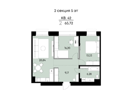 Продается 2-комнатная квартира ЖК ВЕКТОР премиум-квартал, дом 1, 65.72  м&sup2;, 18980000 рублей