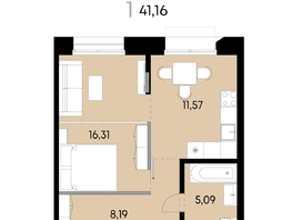 Продается 1-комнатная квартира ЖК ВЕКТОР премиум-квартал, дом 2, 41.16  м&sup2;, 13404000 рублей