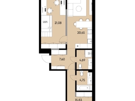 Продается 2-комнатная квартира ЖК ВЕКТОР премиум-квартал, дом 2, 74.6  м&sup2;, 20419000 рублей