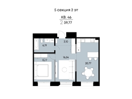 Продается 2-комнатная квартира ЖК ВЕКТОР премиум-квартал, дом 2, 59.77  м&sup2;, 16492000 рублей