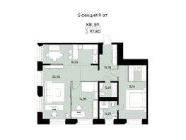 Продается 3-комнатная квартира ЖК ВЕКТОР премиум-квартал, дом 2, 97.8  м&sup2;, 28659000 рублей