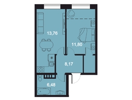 Продается 2-комнатная квартира ЖК Клубный дом РиверАнг, 48.68  м&sup2;, 11548808 рублей